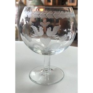 Tiffany & Co.  Crystal Lovebirds Water Glass Goblet 5-1/4" tall  - No box